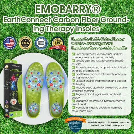 EMOBARRY® Official Store | EarthConnect Carbon Fiber Grounding Therapy Insoles Seven-Day Results (NIH Recommended) (Expert Recommended)